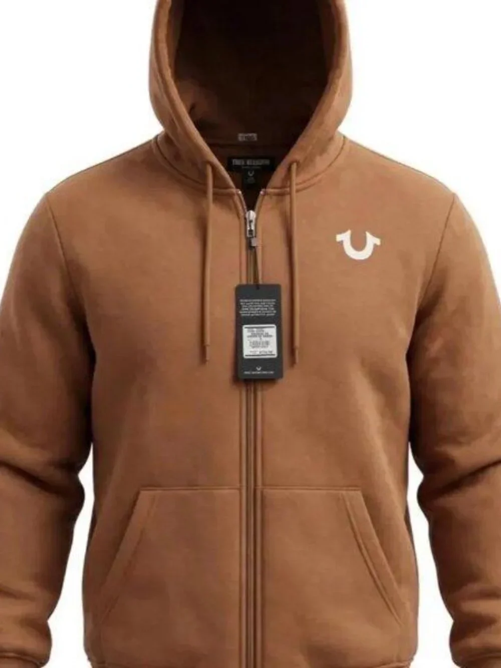 True Religion Buddha Zip Hoodie Men's Large Thrush Brown Thick Oversized NWT